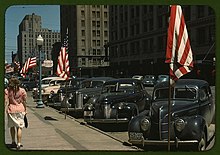 S. 13th Street at alleyway south of "N" St., looking north in 1942 Lincoln Nebraska street 1942.jpg