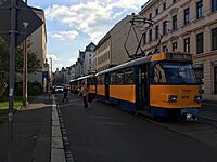 Tatra-Ersatz auf der Linie 12 an der Haltestelle Fritz-Seger-Str.
