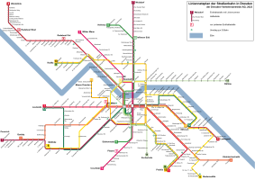 Liniennetzplan der Straßenbahn Dresden