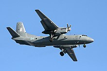 An-26 of the Lithuanian Air Force (now retired) Lithuanian Air Force Antonov AN-26 (04).jpg