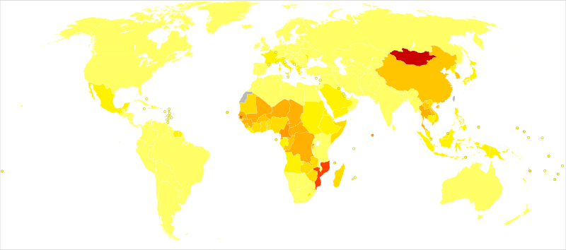 File:Liver cancer world map - Death - WHO2004.svg