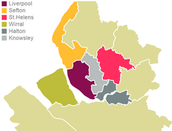 Distritos del gobierno local de la región de la ciudad de Liverpool