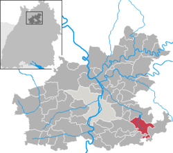 Elhelyezkedése Baden-Württemberg térképén