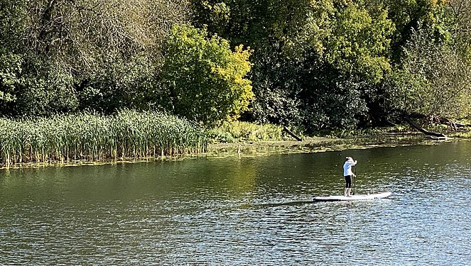 A lone paddler