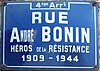 Lyon 4e - Rue André Bonin, plaque (cropped).jpg