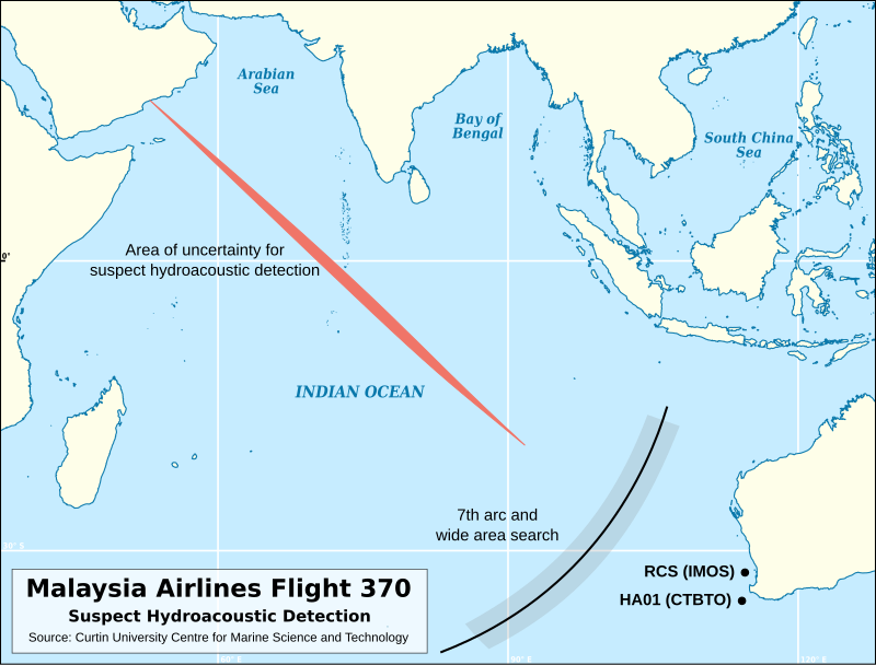 Search areas. Рейс 370 Malaysia Airlines.