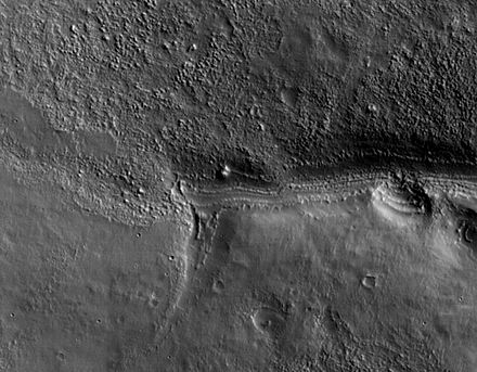Crop of one of the first images of Mars from the HiRISE camera