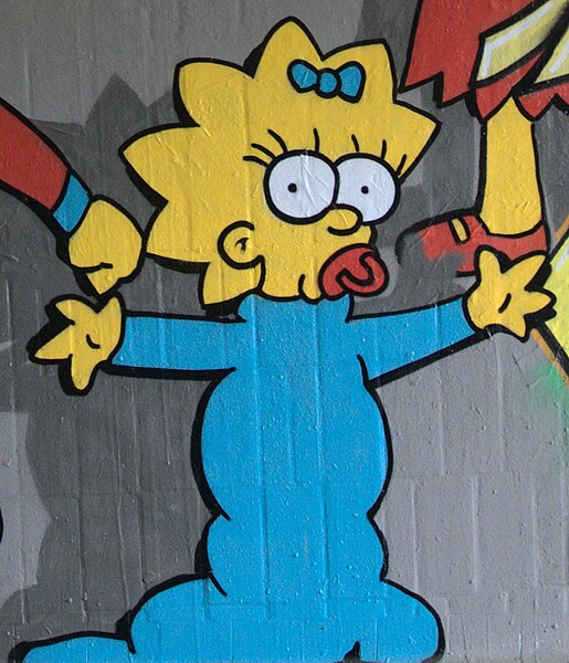 File:Maggie Simpson Simpsons Graffiti Unterführung Friedrichspark (cropped).jpg