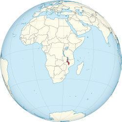 Malawi on the globe (Zambia centered).svg