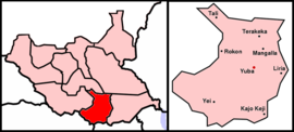 Poloha mesta v Južnom Sudáne