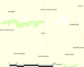 Mapa obce Priez
