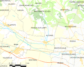 Mapa obce Alzonne