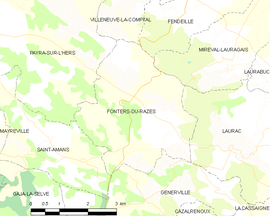 Mapa obce Fonters-du-Razès