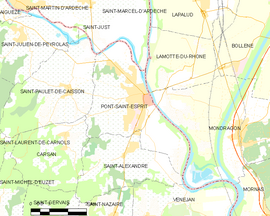 Mapa obce Pont-Saint-Esprit