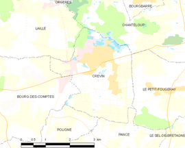 Mapa obce Crevin
