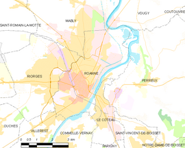 Mapa obce Roanne