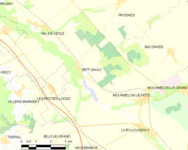 Mapa obce Sept-Saulx