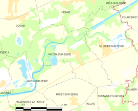 Mapa obce Noyen-sur-Seine