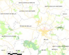 Mapa obce Peyrat-de-Bellac