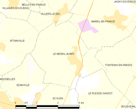 Mapa obce Le Mesnil-Aubry