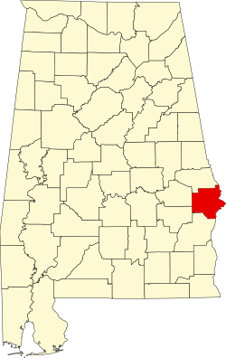 map of Alabama highlighting Russell County