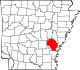 Carte d'état mettant en évidence le comté de l'Arkansas