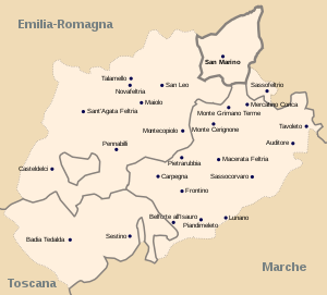 Karta nekadašnje regije Montefeltro