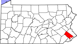 map of Pennsylvania highlighting Montgomery County