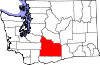 Mapa del estado que destaca el condado de Yakima
