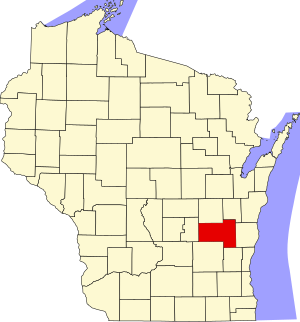 Karte von Wisconsin, die Fond du Lac County hervorhebt