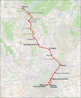 Milan–Chiasso railway railway line in Italy