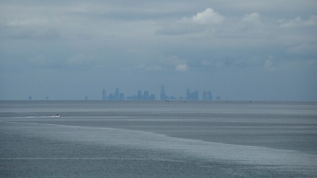 The Melbourne skyline, seen across Port Phillip.
