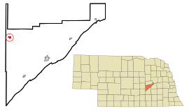 Merrick County Nebraska Incorporated and Unincorporated areas Palmer Highlighted.svg