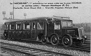 Пятиосный 24-местный рельсовый автобус-прицеп Мишлен  (фр.) (рус., тип 11, Франция, 1932.