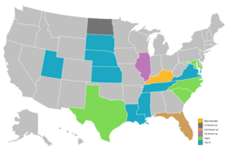 Miss USA 2021 results map, colors shaded in each state MissUSA2021.png