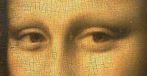 Craquelure in the Mona Lisa, with a typical "Italian" pattern of small rectangular blocks Mona Lisa detail eyes.jpg