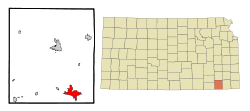 Location within Montgomery County and Kansas