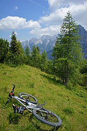 Mountain bike touring in high Alps Mountain biking.jpg