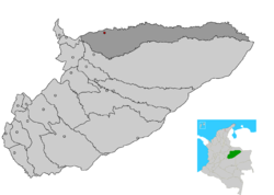 Location of the municipality and town of Hato Corozal in the Casanare Department of Colombia.