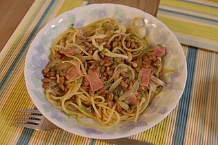 Spaghetti with nattō