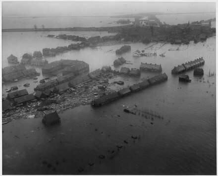 A town in Zuid Beveland inundated in 1953.