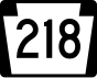 Pennsylvania Route 218 marker