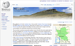 Mock-up screenshot of the Pen-y-ghent article page