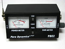 Although common, no SWR meter can give enough information to choose an 'L'-network configuration. (The SWR meter on the right is combined with a power meter on the left.) Para dynamics swrmeter dec07.jpg