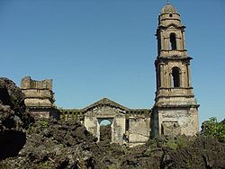 Church ruins of the original San Juan Parangaricutiro