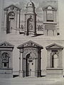 Six Paris fountains from about 1670; The fontaines of porte Saint-Denis, de la charité and des Petis-Peres Noirs (top); and rue Saint-Louis-au-Marais, porte Saint-Germain and Sainte-Ovide (bottom). (Bibloiotheque d'Art et d'Archeology, Paris)