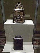 The bell and shrine on display at the NMI