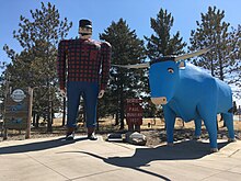Paul Bunyan and Babe the Blue Ox have stood near the south shore of Lake Bemidji since 1937.