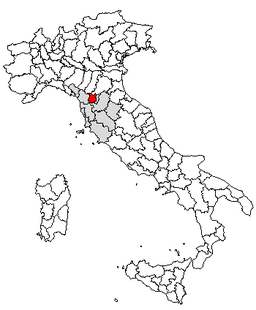 Kort over Italien med Provincia di Pistoia har markeret