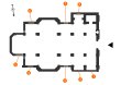 Français : Plan des verrières basses de la basilique Saint-Sauveur de Rennes